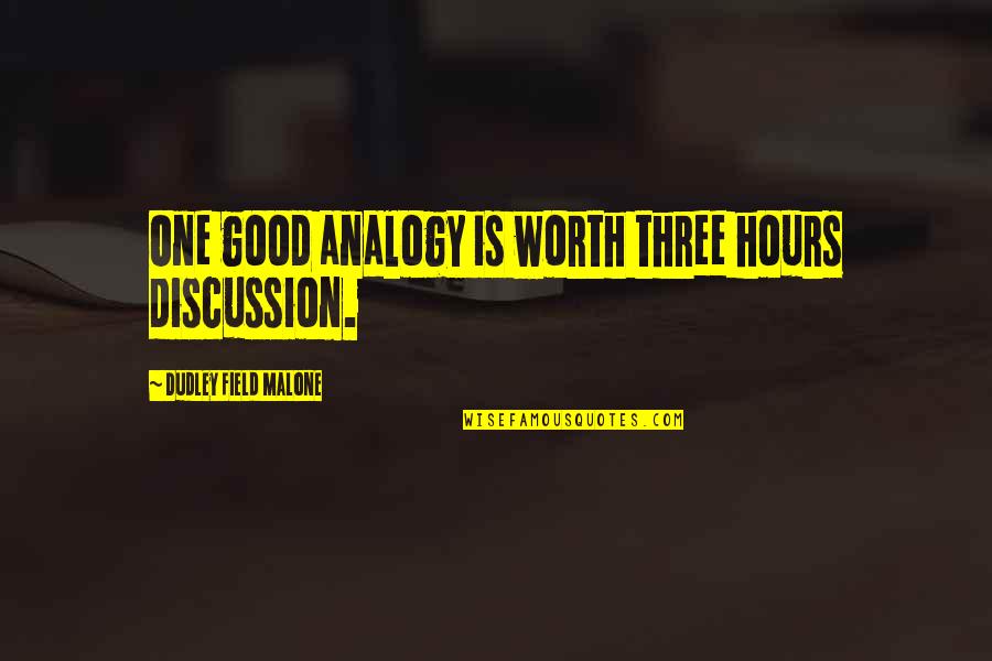 Narrations Quotes By Dudley Field Malone: One good analogy is worth three hours discussion.