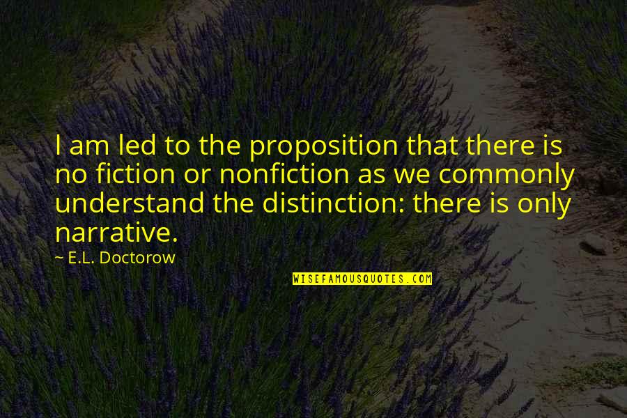 Narrative Fiction Quotes By E.L. Doctorow: I am led to the proposition that there