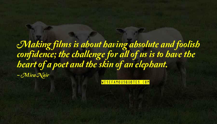 Narratore Di Quotes By Mira Nair: Making films is about having absolute and foolish Narratore Di Quotes By Mira Nair: Making films is about having absolute and foolish