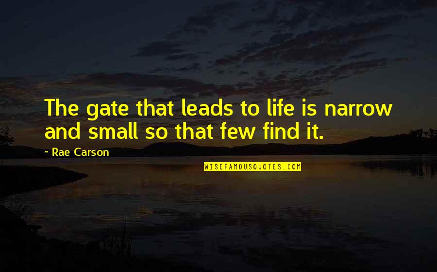 Narrow Gate Quotes By Rae Carson: The gate that leads to life is narrow