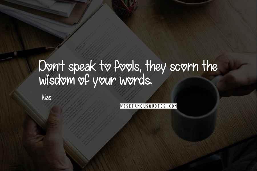Nas quotes: Don't speak to fools, they scorn the wisdom of your words.
