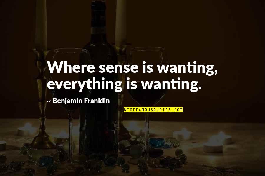 Nash Gold Jr Quotes By Benjamin Franklin: Where sense is wanting, everything is wanting.