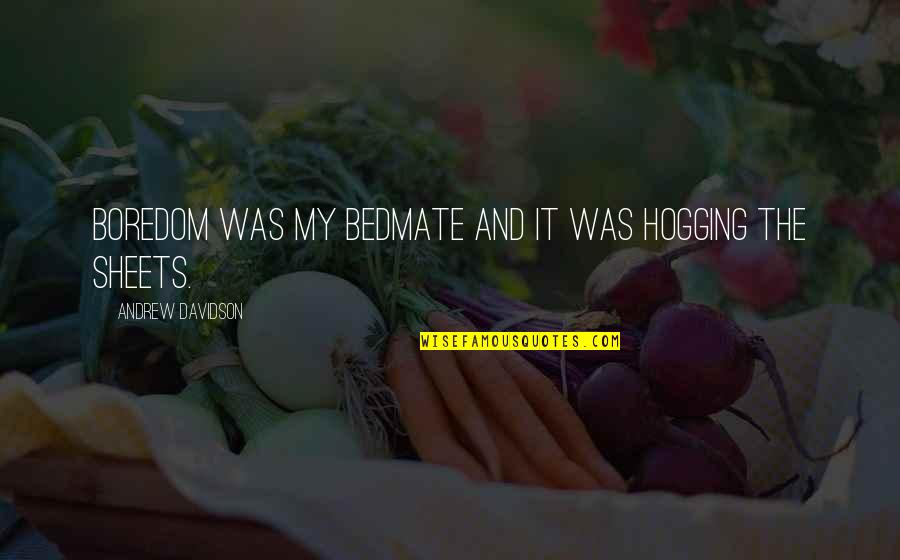 Nasi Quotes By Andrew Davidson: Boredom was my bedmate and it was hogging