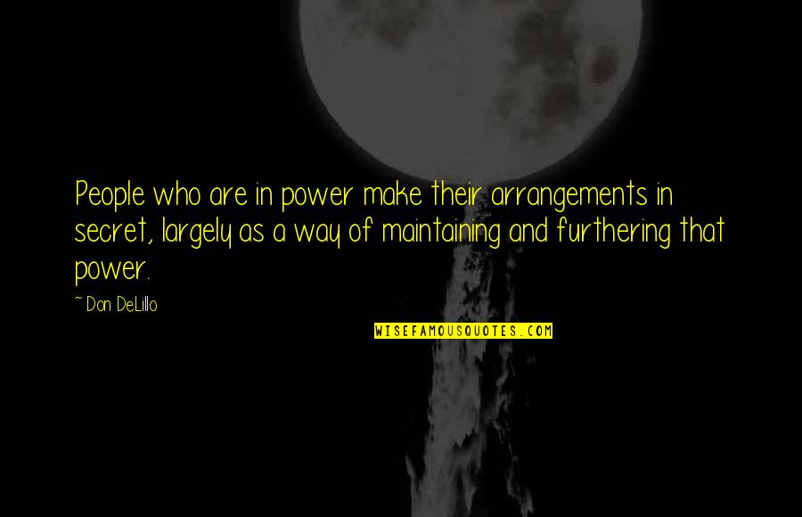 Nasirah Quotes By Don DeLillo: People who are in power make their arrangements