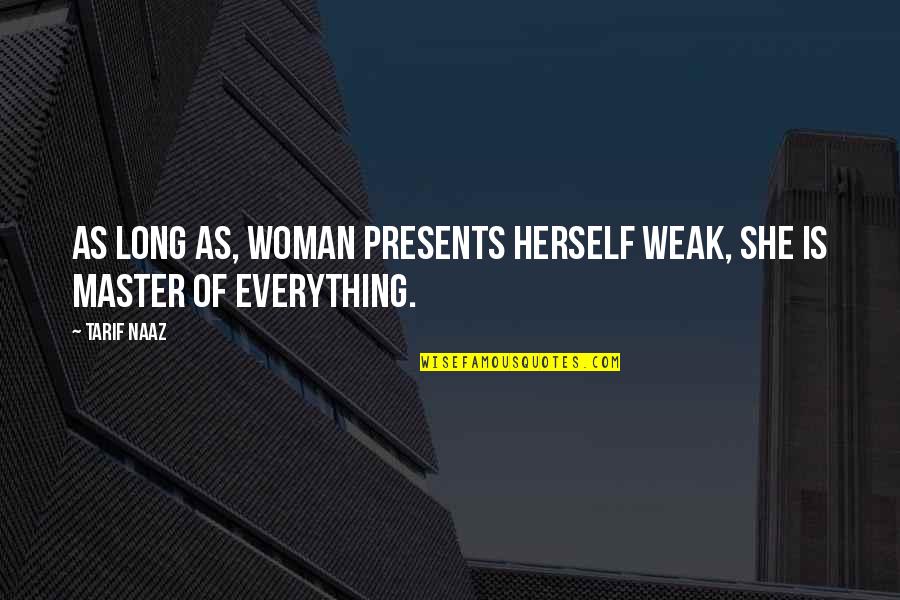 Nasruddin And His Donkey Quotes By Tarif Naaz: As long as, Woman presents herself weak, She