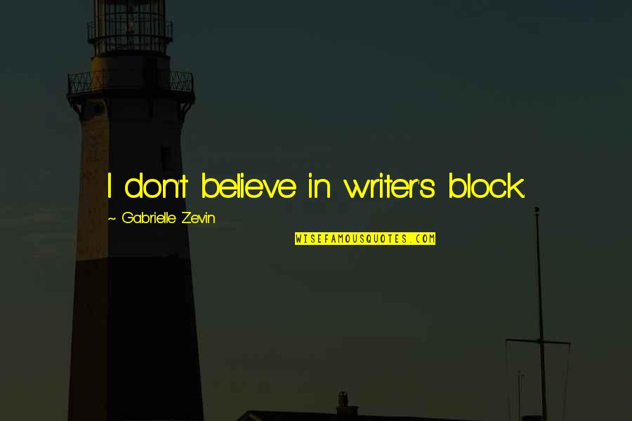 Nasser Eddin Hora Quotes By Gabrielle Zevin: I don't believe in writer's block.