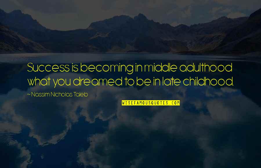 Nassim Nicholas Quotes By Nassim Nicholas Taleb: Success is becoming in middle adulthood what you