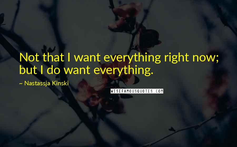 Nastassja Kinski quotes: Not that I want everything right now; but I do want everything.