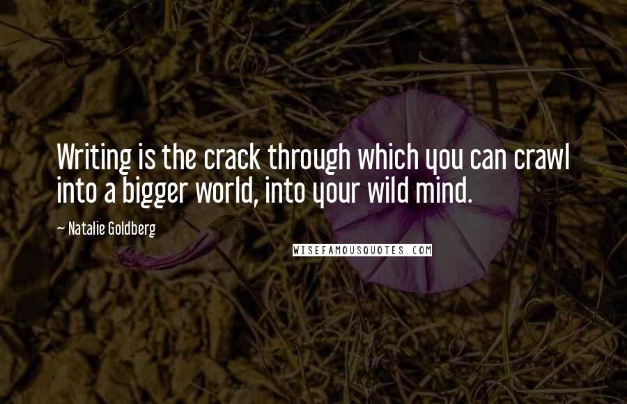Natalie Goldberg quotes: Writing is the crack through which you can crawl into a bigger world, into your wild mind.