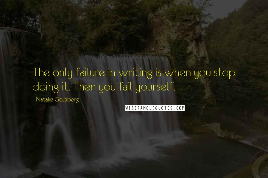 Natalie Goldberg quotes: The only failure in writing is when you stop doing it. Then you fail yourself.