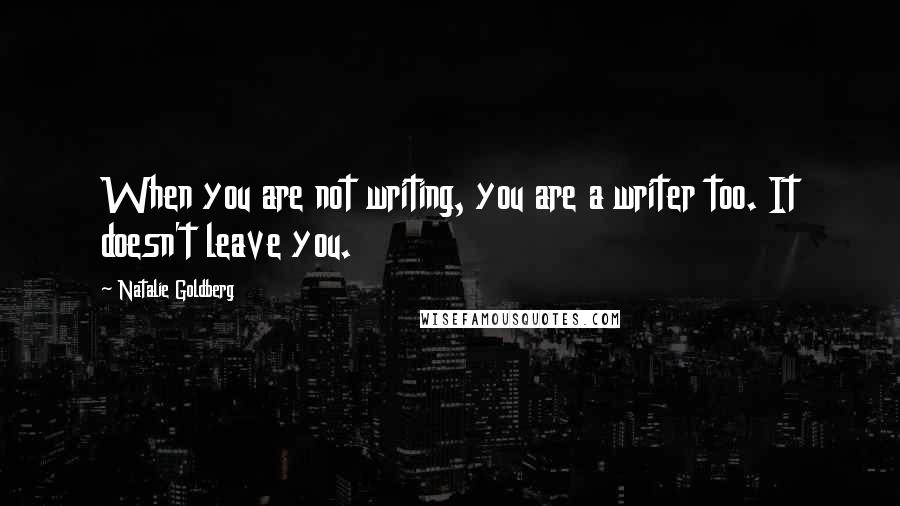 Natalie Goldberg quotes: When you are not writing, you are a writer too. It doesn't leave you.