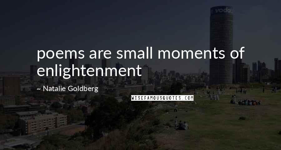 Natalie Goldberg quotes: poems are small moments of enlightenment