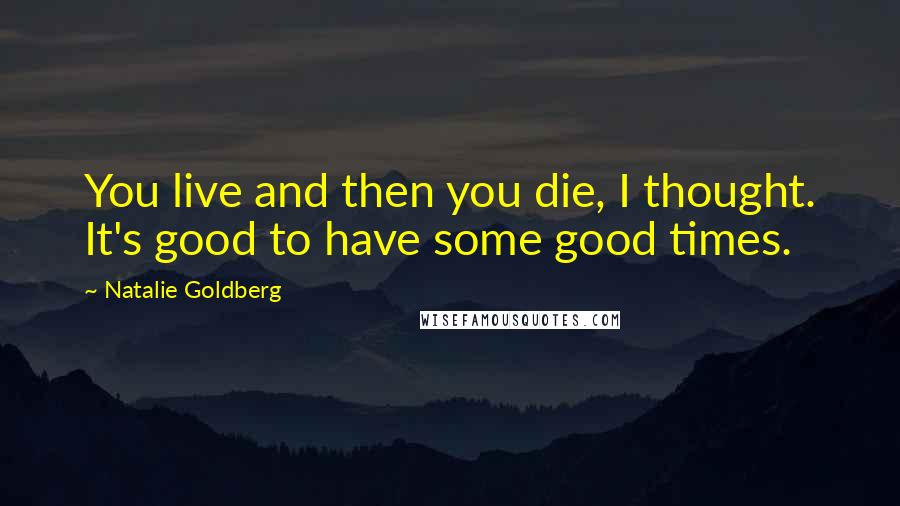 Natalie Goldberg quotes: You live and then you die, I thought. It's good to have some good times.