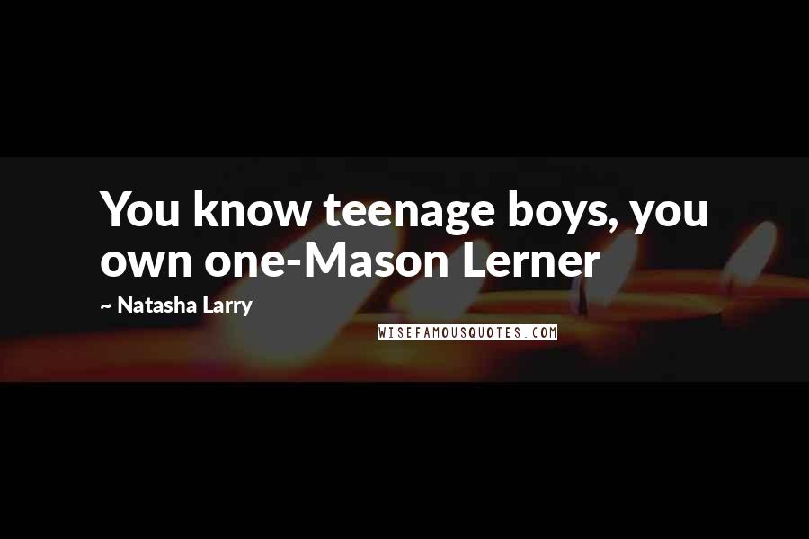 Natasha Larry quotes: You know teenage boys, you own one-Mason Lerner