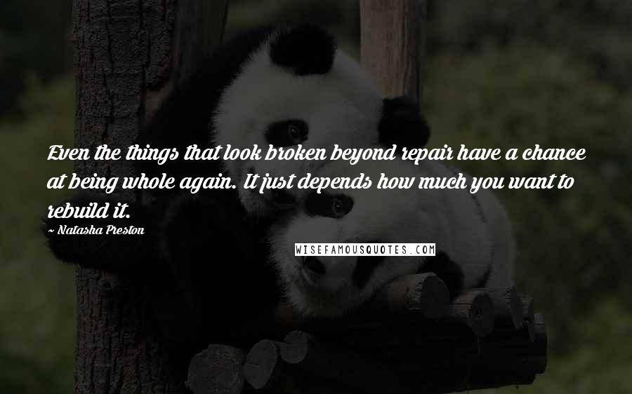 Natasha Preston quotes: Even the things that look broken beyond repair have a chance at being whole again. It just depends how much you want to rebuild it.