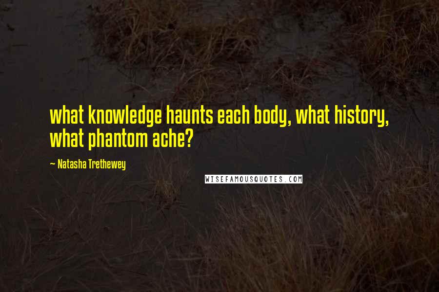 Natasha Trethewey quotes: what knowledge haunts each body, what history, what phantom ache?