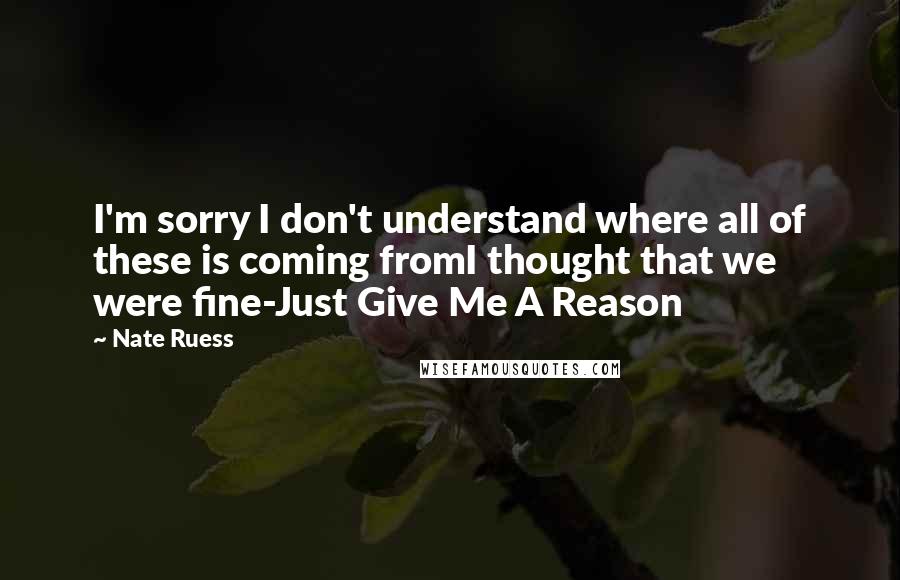 Nate Ruess quotes: I'm sorry I don't understand where all of these is coming fromI thought that we were fine-Just Give Me A Reason