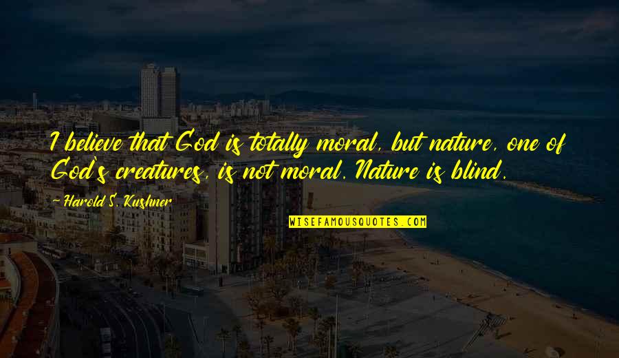 Nathaine Fannael Quotes By Harold S. Kushner: I believe that God is totally moral, but Nathaine Fannael Quotes By Harold S. Kushner: I believe that God is totally moral, but