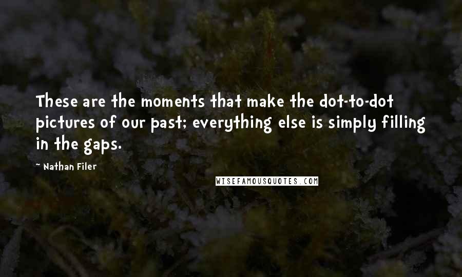 Nathan Filer quotes: These are the moments that make the dot-to-dot pictures of our past; everything else is simply filling in the gaps.