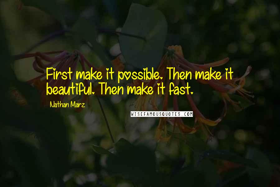 Nathan Marz quotes: First make it possible. Then make it beautiful. Then make it fast.