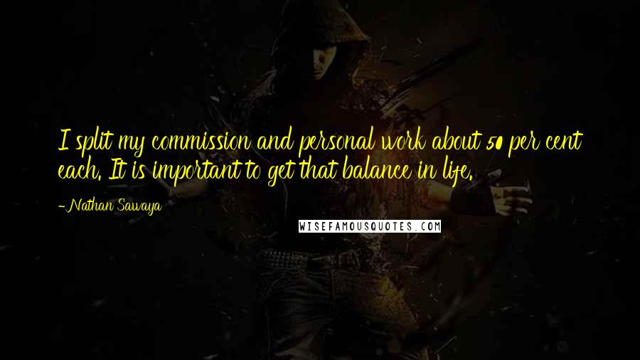 Nathan Sawaya quotes: I split my commission and personal work about 50 per cent each. It is important to get that balance in life.