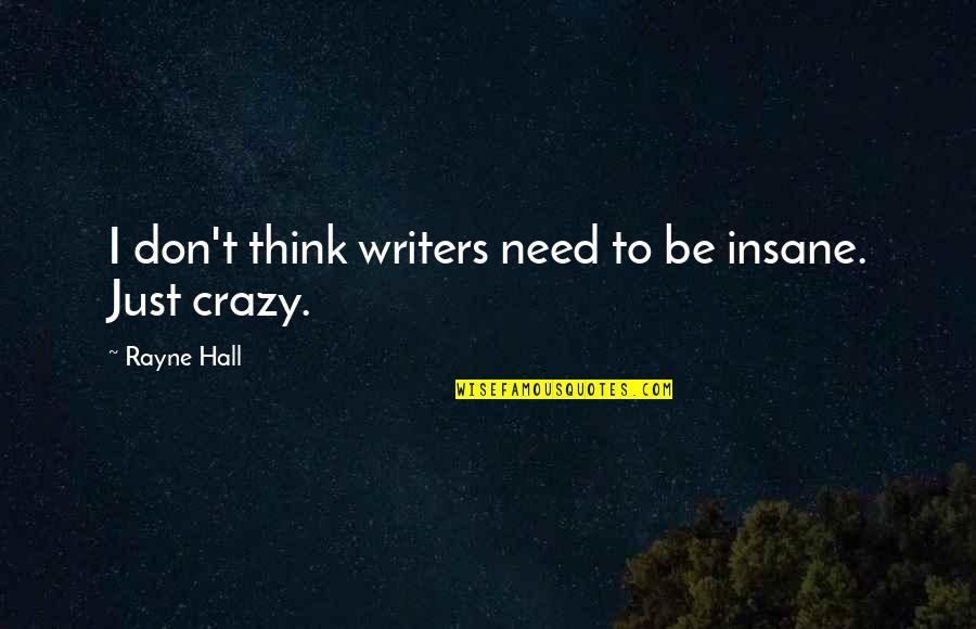 Nathan Scott Oth Quotes By Rayne Hall: I don't think writers need to be insane.