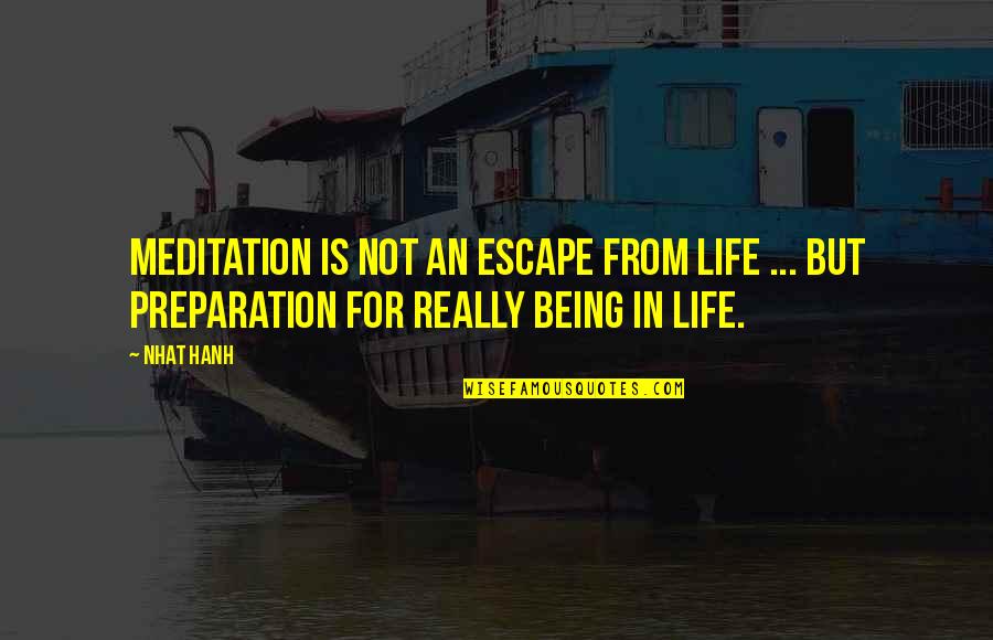 Nathanyael Quotes By Nhat Hanh: Meditation is not an escape from life ...