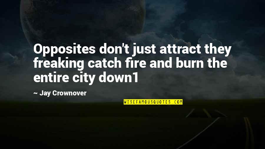 National Friendship Day Quotes By Jay Crownover: Opposites don't just attract they freaking catch fire