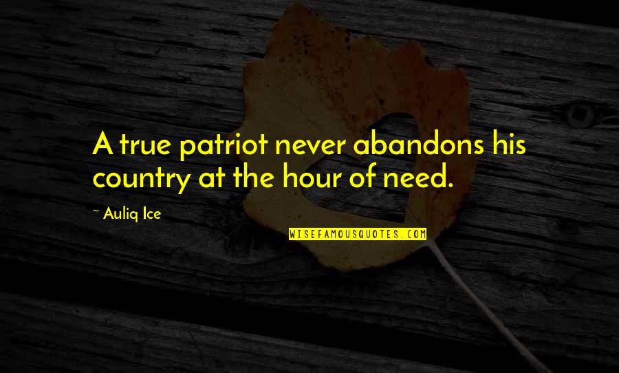 Nationalism And Patriotism Quotes By Auliq Ice: A true patriot never abandons his country at