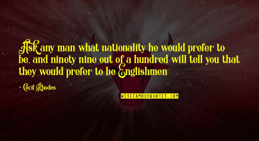 Nationality Quotes By Cecil Rhodes: Ask any man what nationality he would prefer