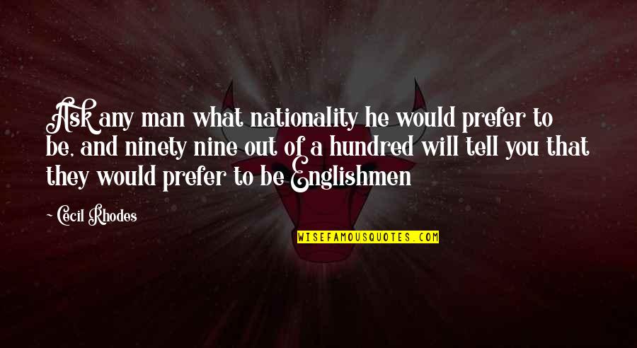 Nationality's Quotes By Cecil Rhodes: Ask any man what nationality he would prefer