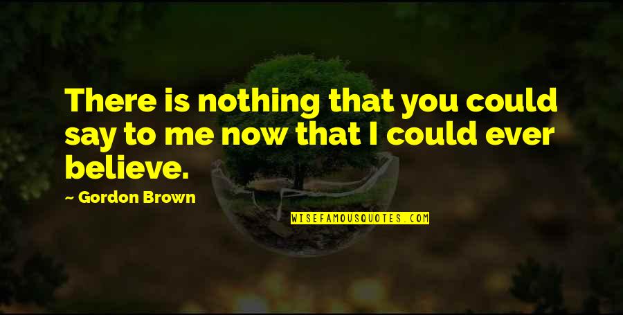 Natire Quotes By Gordon Brown: There is nothing that you could say to