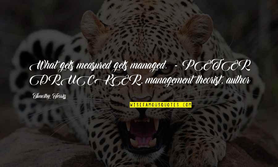 Natives In Heart Of Darkness Quotes By Timothy Ferriss: What gets measured gets managed. - PETER DRUCKER,