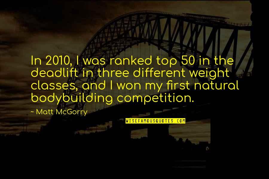 Natural Bodybuilding Quotes By Matt McGorry: In 2010, I was ranked top 50 in