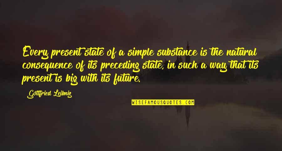 Natural Consequence Quotes By Gottfried Leibniz: Every present state of a simple substance is