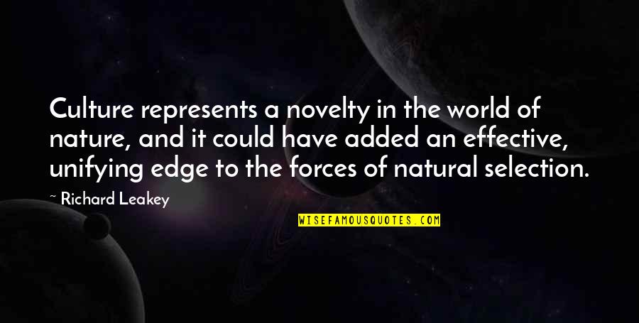 Natural Selection Quotes By Richard Leakey: Culture represents a novelty in the world of