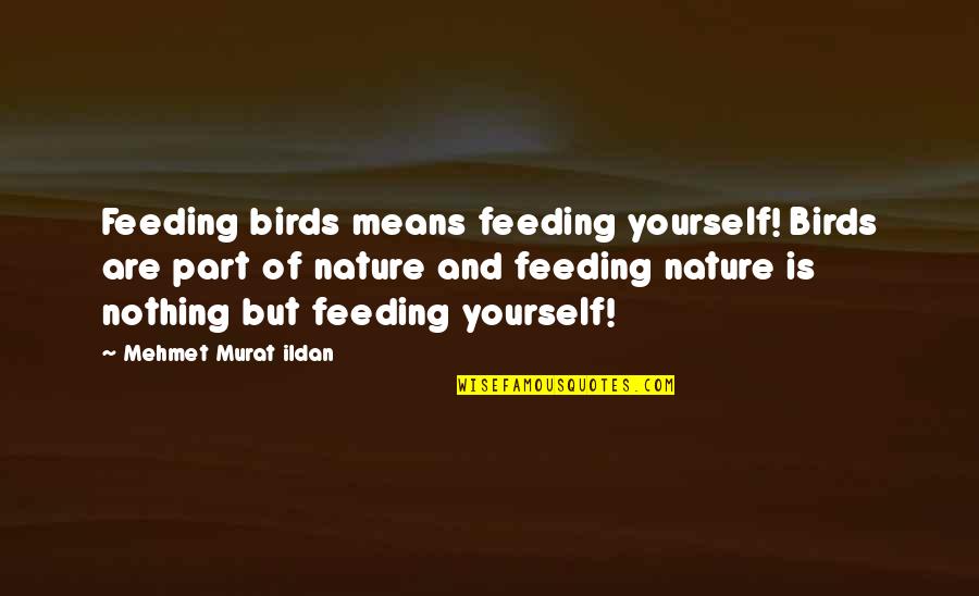 Nature And Birds Quotes By Mehmet Murat Ildan: Feeding birds means feeding yourself! Birds are part