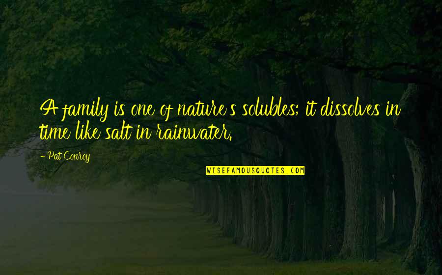 Nature And Family Quotes By Pat Conroy: A family is one of nature's solubles; it