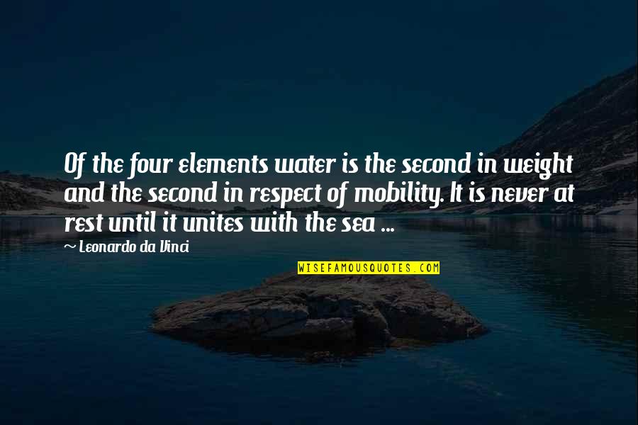 Nature And Water Quotes By Leonardo Da Vinci: Of the four elements water is the second