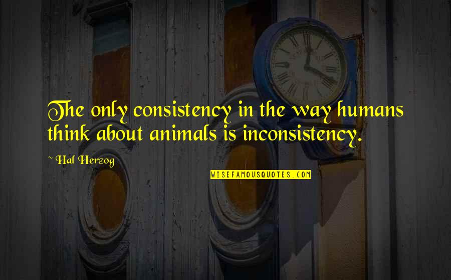Nature Animals Quotes By Hal Herzog: The only consistency in the way humans think Nature Animals Quotes By Hal Herzog: The only consistency in the way humans think