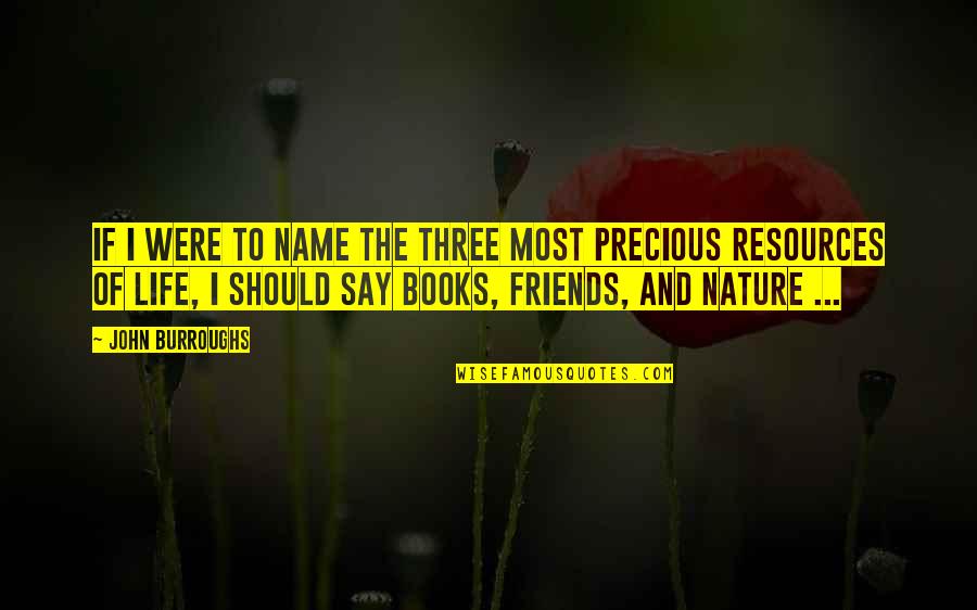 Nature Books Quotes By John Burroughs: If I were to name the three most