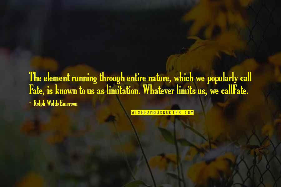 Nature Call Quotes By Ralph Waldo Emerson: The element running through entire nature, which we