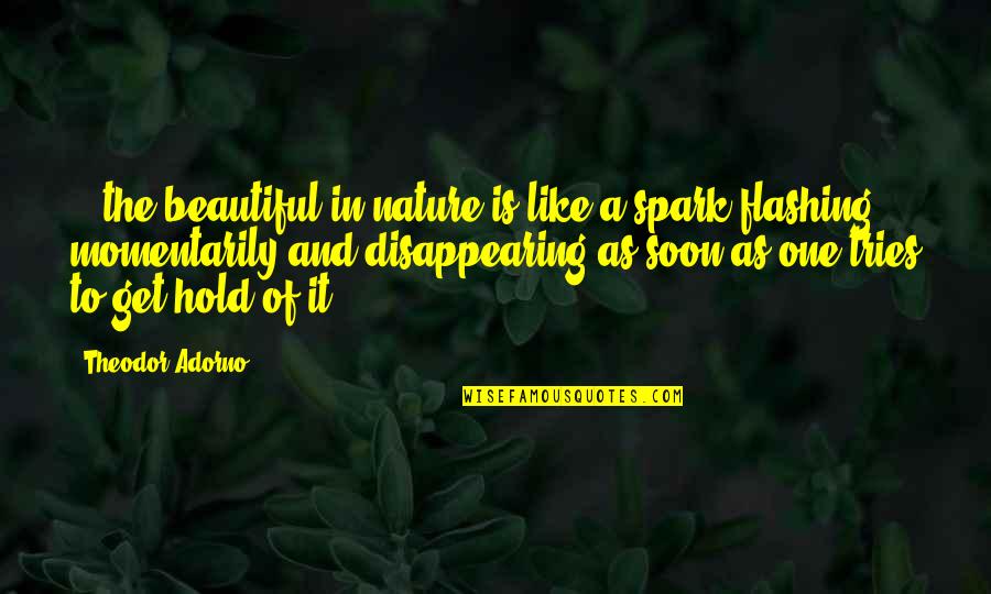 Nature Disappearing Quotes By Theodor Adorno: ...the beautiful in nature is like a spark