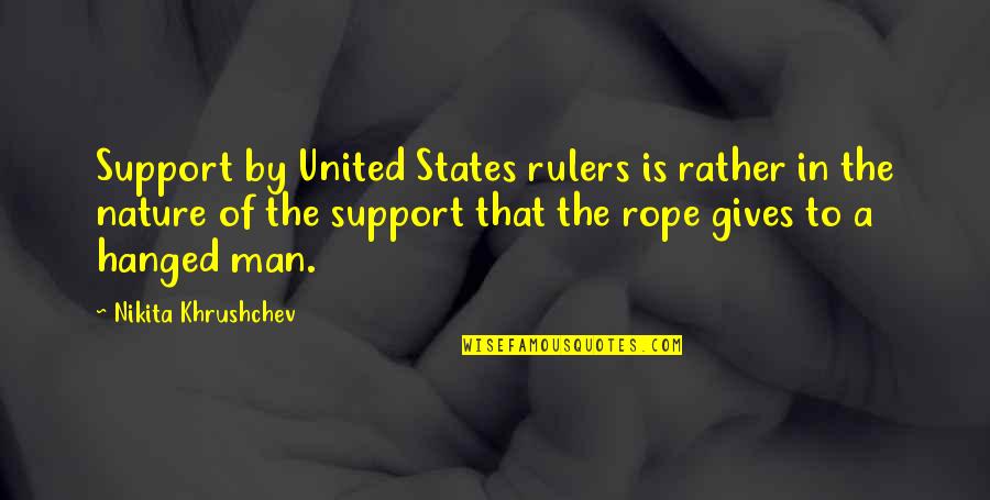 Nature Gives Quotes By Nikita Khrushchev: Support by United States rulers is rather in Nature Gives Quotes By Nikita Khrushchev: Support by United States rulers is rather in