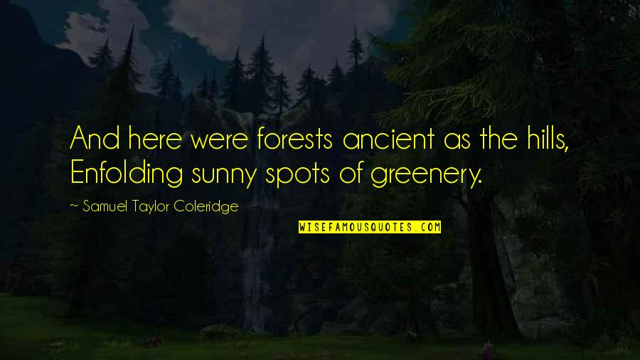 Nature Greenery Quotes By Samuel Taylor Coleridge: And here were forests ancient as the hills, Nature Greenery Quotes By Samuel Taylor Coleridge: And here were forests ancient as the hills,
