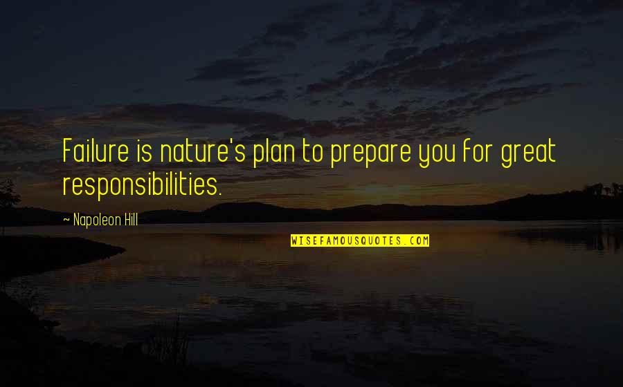 Nature Is Great Quotes By Napoleon Hill: Failure is nature's plan to prepare you for