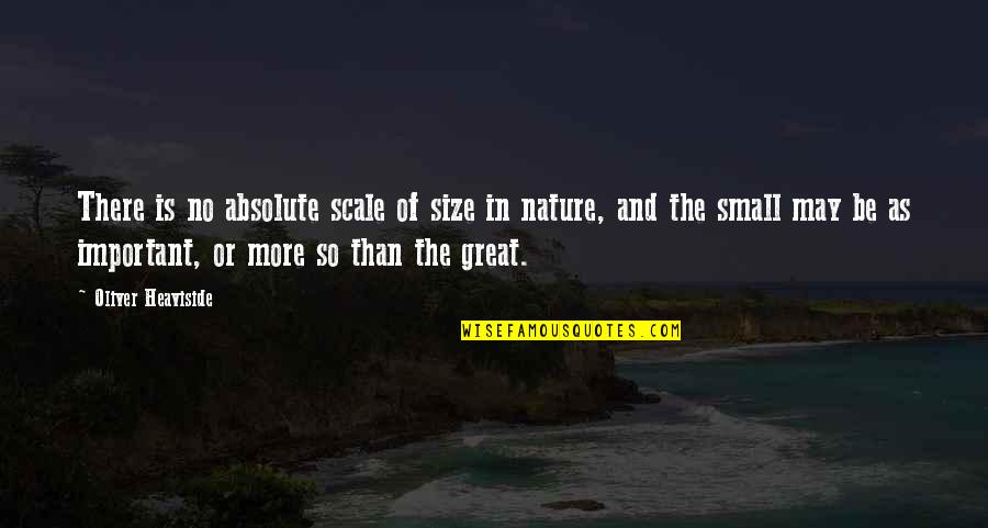 Nature Is Great Quotes By Oliver Heaviside: There is no absolute scale of size in