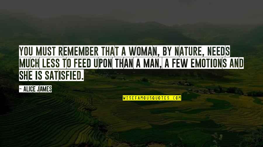 Nature Man And Woman Quotes By Alice James: You must remember that a woman, by nature,