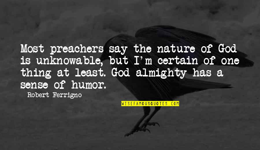 Nature Of God Quotes By Robert Ferrigno: Most preachers say the nature of God is