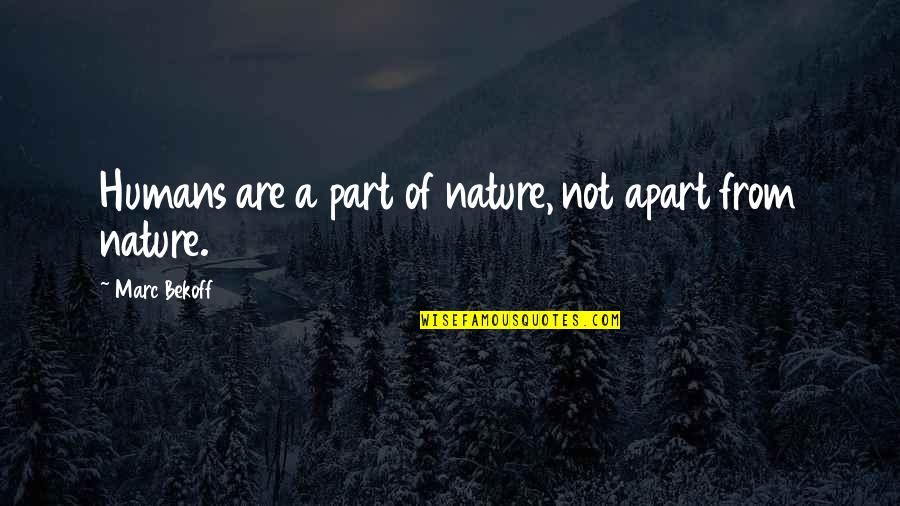 Nature Of Humans Quotes By Marc Bekoff: Humans are a part of nature, not apart